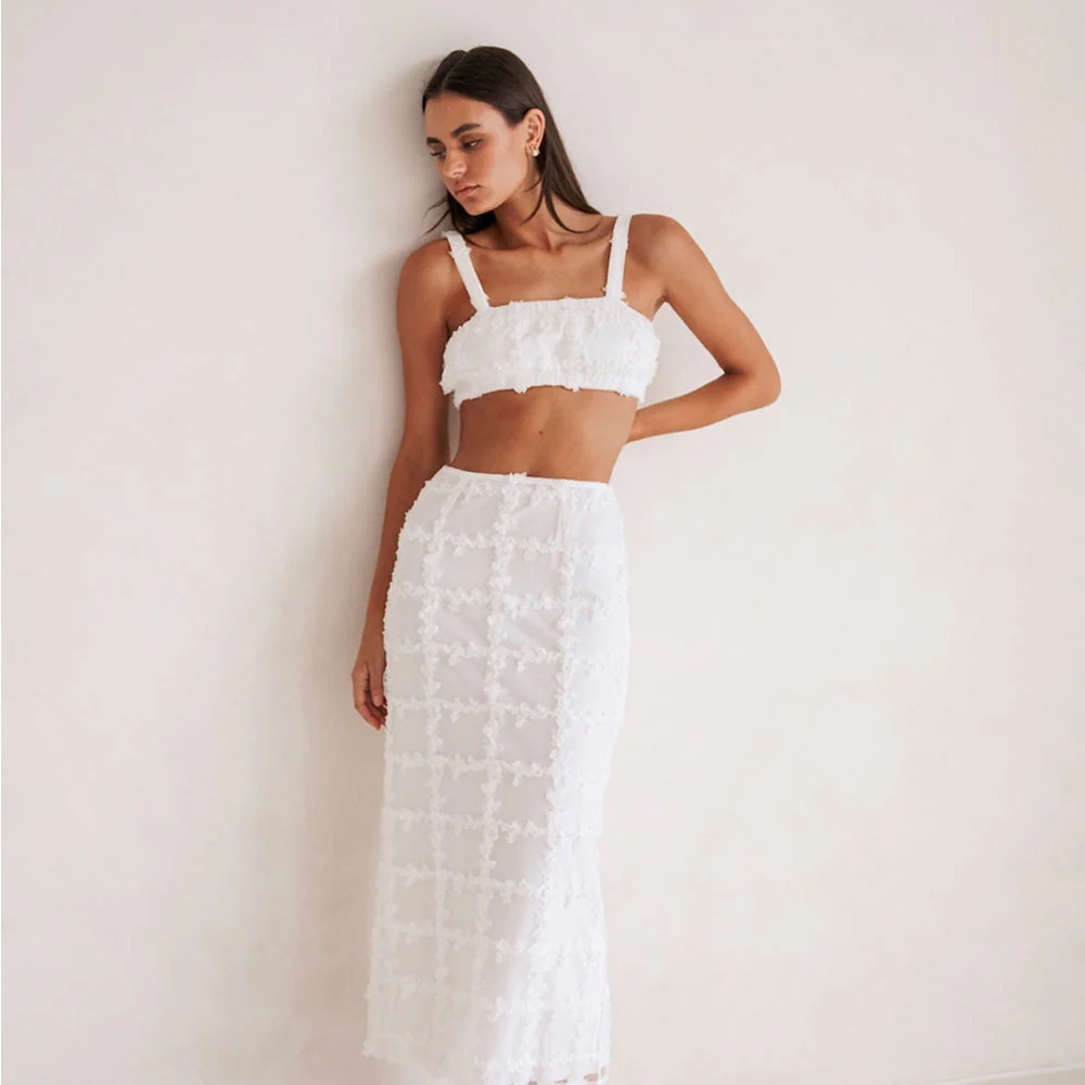 Sabo Skirt White Ruched Set (Top & SABO LUXE Skirt)